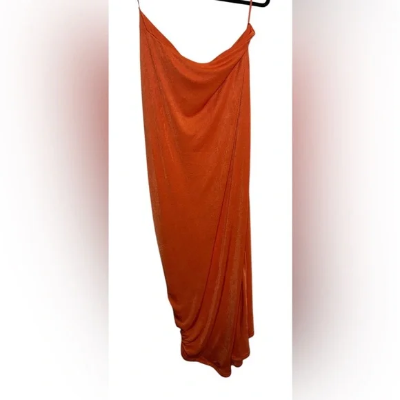 NWT JLUXLABEL Women’s Orange Strapless Ruched Side-Slit Dress - Size XXL - Picture 4 of 8